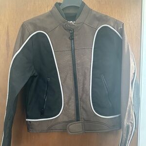 Diesel Men’s S Nylon J-Blink Biker Jacket Black Brown Color-Block